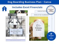 the dog boarding business plan - canva includes excel financials