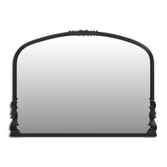 an ornate black frame mirror on a white background with clipping for text or image