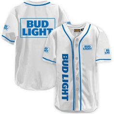 Bud Light White Baseball Jersey, Bud Light Jersey Shirt, Bud Light gift, Bud Light apparel, Bud Light shirt, jersey shirt mens, Summer gifts, Bud Light merchandise, Basic Baseball Jersey, Summer Baseball Jersey, team baseball jerseys White Team Spirit Jersey For College, White Jersey For College With Team Spirit Style, White College Jersey With Letter Print, College White Jersey With Letter Print, Customizable Collegiate Baseball Jersey, White Jersey With Letter Print For Baseball Season, White Baseball Jersey With Team Name, White College Jersey With Team Logo, College White Jersey With Team Logo