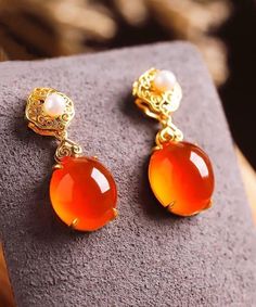 Simple Red 18K Gold Inlaid Jade Agate Drop Earrings Ada Fashion Drop Earrings Simple, Daily Hairstyles, Winter Outfits Cold, Glass Ceramic, Glass Containers, Natural Linen, What I Wore, Boho Jewelry, Dress Accessories