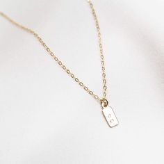 Dainty Tag Necklace | Simple & Dainty Personalised Jewellery Necklaces, Dainty Diamond Necklace, Detailed Necklace, Hand Stamped Necklace, Minimal Look, Charm Chain, Diamond Solitaire Necklace, Gold Bar Necklace, Dainty Gold Necklace