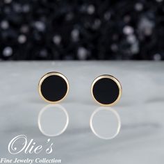 Introducing our elegant Black Circle Earrings crafted with 14K Gold and stunning Black Onyx stones. These beautiful stud earrings feature a border round circle design that adds a touch of sophistication to any outfit. Perfect for women looking for a unique accessory that is both stylish and versatile. With screw back closure for secure and comfortable wear. Elevate your jewelry collection with these must-have earrings! *Product Details* Material: 14K Gold Metal Color: Yellow Gold Earring Size: L Classic Black Earrings For Formal Occasions, Black Onyx Jewelry For Formal Occasions, Black Elegant Earrings For Anniversary, Luxury Black Earrings For Gift, Elegant Black Earrings For Anniversary, Formal Black Onyx Jewelry, Luxury Black Jewelry, Modern Black Earrings For Anniversary, Minimalist Black Earrings For Anniversary