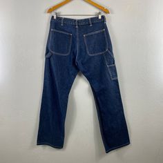 "PLEASE READ DESCRIPTION BELOW BEFORE BUYING👇🏻 *ITEM:Carpenter denim pants *ITEM DETAILS: 👇🏻 Please be aware that all vintage items will usually show a few signs of wear or fading due to age, but anything visible such as stains or holes, and serious flaws have been photographed.For any further information on this item please contact us and we will be happy to help SIZE:- ON TAG manual size 30\" *ACTUAL SIZE MEASUREMENT: 👇🏻 WAIST: 30\"INCHES LENGTH (OUTSEAM) : 40\"INCHES (INSEAM) : 29\"INCH Medium Wash Workwear Jeans Standard Cut, Vintage Denim Blue Cotton Pants, Vintage Washed Denim Blue Pants, Vintage Carpenter Pants, 80s Sportswear, Vintage Pre-washed Denim Pants, Workwear Jeans, Pants Blue, Sleeveless Jacket