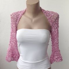 Pink Wedding Bolero-Pink Bridal Bolero-Pink Shrug-Pink Bolero-Bridesmaid Bolero-Rosa Bolero-Mother o Spring Party Lace Shrug, Elegant Fitted Summer Shrug, Elegant 3/4 Sleeve Cardigan For Party, Elegant Stretch Shrug For Spring, Summer Party Shrug With Stretch, Fitted Crochet Shrug For Summer, Stretch Summer Party Shrug, Fitted Crochet Lace Summer Cardigan, Fitted Crochet Lace Cardigan For Spring