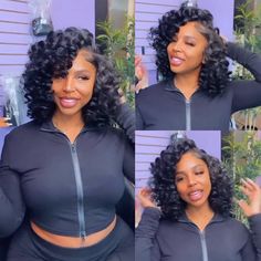 Embrace a chic and lively look with our beginner-friendly, glueless lace front wig. Natural bouncy curls and 180% hair density for that perfect style. Try it now! Curly Bob Hairstyles For Black Women, Hairstyles For Medium Length Hair Curly, Curly Sew In Weave, Sew In Bob Hairstyles, Curly Sew In, Bob Human Hair Wigs, Black Hair Wigs, Bouncy Curls, Curly Bob Hairstyles