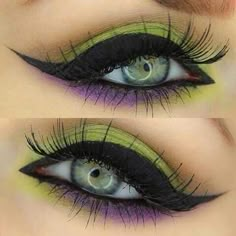 Maleficent inspired eye makeup 😍 so pretty Horror Smink, Extreme Make-up, Carnaval Make-up, Witch Eyes, Halloween Makeup Witch, Makeup Zombie, Make Up Diy, Halloweenský Makeup, Halloween Make-up Looks