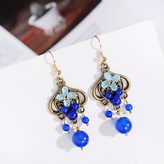 SPECIFICATIONS Natural Stone Earrings Rings For Women Elegant Vintage Earring Long Dangle Chinese Style Jewelry Gift For Girl Hanfu Accessories orecchini donna: pendientes mujer ohrringe: accesorios mujer,oorbellen hangers jewelry: bijoux,joyas,schmuck earrings for women: kolczyki damskie,oorbellen voor vrouwen earrings: oorbellen,boucle doreille,brincos creoles d oreilles femme: brincos para as mulheres aretes de mujer: pendientes aros,pendientes aro aretes: aros mujer,orecchini Wearing Occassi Summer Alloy Earrings, Handmade Elegant Alloy Earrings, Blue Alloy Earrings For Gift, Alloy Drop Clip-on Earrings As Gift, Handmade Alloy Drop Earrings, Handmade Alloy Dangle Earrings, Gift Drop Clip-on Earrings Made Of Alloy, Alloy Drop Earrings, Summer Metal Dangle Flower Earrings