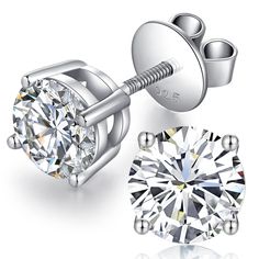 PRICES MAY VARY. ❤.【DIAMOND EARRINGS】925 Sterling Silver Stud Earrings, 4A+ Cubic Zirconia Earrings . Comes in an Elegant GIFT BOX That Would be an Ideal Gift for Lovers, Family, Friends. ❤.【TOP QUALITY】18K White Gold Plated 925 Sterling Silver 5A Cubic Zirconia Stud Earrings. Hypoallergenic Earrings, Nickel Free, Lead Free and Cadmium Free,Perfect Choice for Sensitive Ears.d Cadmium Free,Perfect Choice for Sensitive Ears. ❤.【AAAA+ CUBIC ZIRCONIA 】Top Level Brilliant AAAAA+ Cubic Zirconia Stone, Mens Diamond Earrings, Classy Earrings, Princess Earrings, Silver Diamond Earrings, Black Stud Earrings, Womens Earrings Studs, Earring Studs, Cz Stud Earrings, White Gold Earrings