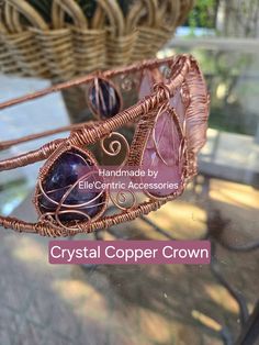 Introducing our Custom Crystal Copper Crown, handcrafted with tarnish-resistant copper wire and adorned with your choice of semi-precious stones. This one-size-fits-all crown exudes an air of regal elegance, making you feel like a true queen. Design your own crown and embrace your femininity with this beautiful and exclusive piece. My turn-around time frame to fully complete the Custom Crystal Copper Crown, is 2 weeks. Details: Handmade Tarnish-resistant copper wire Wire wrapped semi-precious st Copper Crown, Wire Crown, Amethyst And Rose Quartz, Champagne Collection, Queen Design, Rose Quartz Color, Regal Elegance, Geode Earrings, Quartz Colors