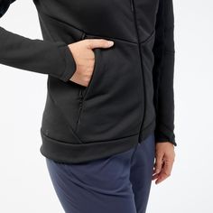 This fleece jacket has a fitted cut. We recommend you wear a technical undergarment, in direct contact with the skin, to be better protected from the cold. It has also been designed to be worn just underneath our windproof/waterproof jackets like the women’s MH500. | Quechua Women's Mh520 Hooded Fleece Jacket in Black, Size Small Functional Fleece Hooded Jacket For Winter, Fleece Outerwear With Drawstring Hood For Hiking, Fleece Hooded Jacket For Outdoor Athleisure, Fleece Athleisure Hooded Jacket For Outdoor Activities, Outdoor Athleisure Fleece Hooded Jacket, Fleece Hooded Jacket For Winter Sports, Long Sleeve Fleece Hooded Jacket For Winter Sports, Sporty Fleece Hooded Jacket For Outdoor, Hooded Fleece Track Jacket With Fleece Lining