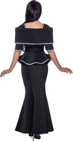 Stellar Looks 1692 2 piece Portrait Collar Scuba Skirt Suit Color: Black, Red, White Size: 8, 10, 12, 14, 16, 16W, 18, 18W, 20W, 22W, 24W, 26W Church Outfit Ideas, Scuba Skirt, Design Dresses, African Design Dresses, Church Outfits, African Design, Skirt Suit, 2 Piece, Black Pants