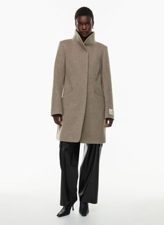 THE COCOON COAT NEW | Aritzia Wilfred Cocoon Coat, Denim Vans, Wind Protection, Cocoon Coat, Everyday Luxuries, Cashmere Coat, Princess Seam, Funnel Neck, Cashmere