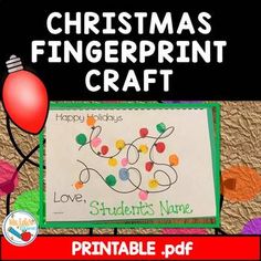 the christmas fingerprint craft is on display