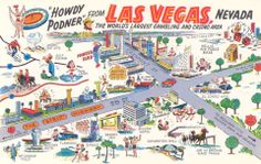 an illustrated map of las vegas with people and places to see in the pictures below