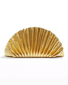 Cult Gaia Nala Mini Pleated Metallic Clutch Bag | Neiman Marcus Metallic Clutch, Ankle Tie Sandals, Dream Bags, Monogrammed Items, Bags And Shoes