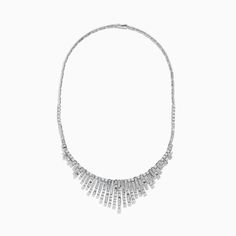 Effy 14K White Gold Diamond Fringe Necklace Evening Platinum Necklace With Diamond Cut, Evening Platinum Diamond Cut Necklace, Platinum Diamond Cut Necklace For Evening, Fine Jewelry Diamond Cut Necklace For Evening, Fine Jewelry Platinum Necklaces For Evening, White Gold Necklaces With Diamond Accents For Evening, Evening Fine Jewelry Platinum Necklaces, Evening Platinum Fine Jewelry Necklaces, Hallmarked Diamond Necklace For Evening