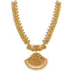 Shimmer and shine with an air of sophistication when you adorn your neck with this amazing 22k yellow gold necklace from Virani Jewelers. Gleaming gold and vast assortment of gemstones and pearls are used to bring out the elaborate engravings. This fabulous piece of Indian gold jewelry weighs 142.5 grams of pure luxury. Features • 22k yellow gold • Cubic zirconia • Emerald • Engraved details • Pearls • Ruby As a leading gold Indian jewelry store in the USA, we are proud to offer a wide selection Luxury 22k Gold Necklaces, Gold Indian Jewelry, Indian Gold Jewelry, Shimmer And Shine, Yellow Gold Necklace, Gold Bead Necklace, Shimmer N Shine, Gold Jewelry Indian, Layered Necklace