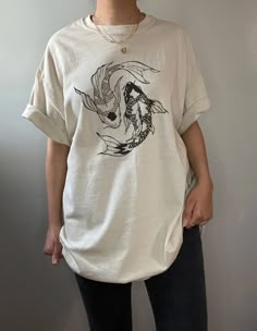 Koi Fish Aesthetic Shirt Japanese Street Wear Japanese T Shirt - Etsy Koi Fish Shirt Design, Aesthetic Crew Neck T-shirt With Screen Print, Cool Tshirt Designs Creative, White Cotton Aesthetic T-shirt, Aesthetic Cotton T-shirt With Screen Print, Koi Fish Clothes, Aesthetic Cotton Tops With Screen Print, Aesthetic Cotton Top With Screen Print, Cotton Aesthetic Top With Screen Print