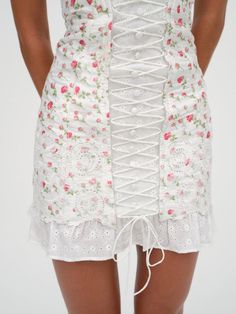 Baela Corset Mini Dress — White | For Love & Lemons Fitted Feminine Floral Print Corset Dress, Feminine Fitted Corset Dress For Spring, Spring Lace Fitted Corset Dress, Spring Tulle Corset Dress, Spring Lace Corset Dress With Ruffles, Fitted Lace Trim Corset Dress For Summer, Fitted Summer Corset Dress With Lace Trim, Summer Fitted Corset Dress With Lace Trim, White Lace Corset Dress For Summer