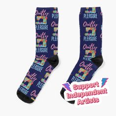 socks with the words, support independent artists on them and an american flag in blue