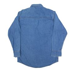 Item is in good used condition. Item has poppers. >Size: M >Armpit To Armpit: 23" >Armpit To Cuff: 20" >Collar To Hem: 31" Medium Wash Collared Top For Streetwear, Medium Wash Top With Button Closure For Streetwear, Medium Wash Collared Shirt With Snap Buttons, Classic Denim Shirt For Streetwear, Dark Wash Denim Shirt For Streetwear, Medium Wash Long Sleeve Shirt With Snap Buttons, Blue Denim Shirt For Streetwear, Blue Washed Shirt For Streetwear, Blue Button-up Denim Top For Streetwear