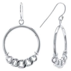 Add an elegant touch of edge to your jewelry box with these sterling silver Judy Crowell chain link-embellished open circle drop earrings. Click on this JEWELRY & WATCHES GUIDE to learn about fit, styles, materials and more! FEATURES Length: 41 mm Backings: fishhook Metal: sterling silver Finish: polished Packaging: velvety pouch Size: One Size. Gender: female. Age Group: adult. Everyday Sterling Silver Chain Earrings, Modern Silver Chain Dangle Jewelry, Sterling Silver Chain Drop Earrings, Modern Sterling Silver Chain Earrings, Silver Chain Link Earrings As Gift, Silver Chain Link Earrings For Gift, Modern Silver Chain Earrings, Elegant Silver Hoop Earrings With Chain Detail, Elegant Silver Chain Hoop Earrings