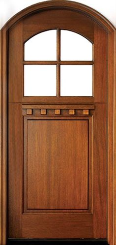 80" Craftsman Mahogany 1 Panel TDL 4 Lite Arched Single Door/Arch Top, Dutch Door Half Moon Window, Door Redo, Craftsman Doors, Dutch Doors Exterior, Door Arch, Craftsman Door, Single Door Design, Wood Exterior Door, Wood Exterior