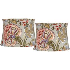 two lampshades with floral designs on them