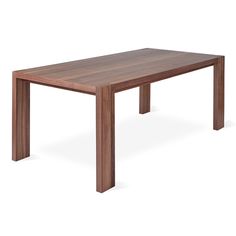 a wooden table with two legs and a square top on an isolated white background,