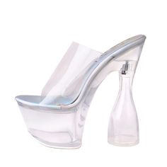 TAAFO Transparent Thick Platform Sandals Chunky Heels Open Toe PVC Shoes For Lady Women Clear Slippers White-35 Clear Block Heel Jelly Sandals For Party, Clear Platform Heels For Summer, Summer Platform Heels In Clear Color, Clear Summer Platform Heels, Summer Clear Platform Heels, Clear Synthetic Jelly Sandals For Party, Party Jelly Sandals In Clear Synthetic Material, Party Jelly Sandals In Clear Synthetic, Party-ready Clear Synthetic Jelly Sandals