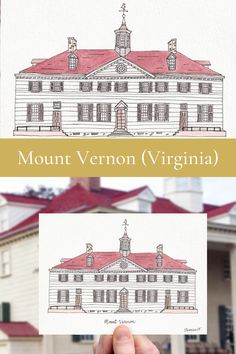 the mount vernon virginia house is shown in this hand - drawn drawing, and it's red roof