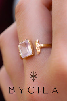 Rose Quartz * Gold vermeil * Gold Crystal Brass Ring For Anniversary, Gold Brass Crystal Ring For Anniversary, Delicate Gold Rings With Gemstones, Delicate Gold Gemstone Ring, Fine Jewelry Gold Crystal Ring With Gemstone, Gold Crystal Ring With Gemstone In Fine Jewelry Style, Fine Jewelry Gold Crystal Ring, Adjustable Gold Gemstone Rings, Rose Cut Diamonds Open Ring Jewelry Gift