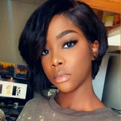 Short Pixie Cut Wigs Straight Bob 100% Human Hair Wig Full Machine Made Non Lace  Natural Pre Plucked Short Bob No Lace Wigs Side Part Brazilian Human Hair Item #: ZFTW020277-N-10I Feature:   1.Made of 100% Human Virgin hair, silky, softness and smoothness. Shedding and Tangle free. 2.Natural color hair could be dyed by yourself. Can be curled or straightened 3.Average size  cap, adjustable and comfortable. Detailed size could be found in product description. 4.Shedding and tangle free, chemical Burnt Hair, Cheap Human Hair, Pixie Cut Wig, Ombre Wigs, Short Bob Wigs, Short Haircut, Wigs Online, Short Natural Hair Styles, Side Part