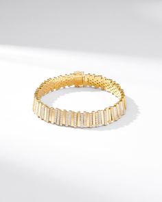 Suzanne Kalan Golden Stacker Half Pave Tennis Bracelet in 18k yellow gold Luxury Exquisite Tennis Bracelet With Diamond Accents, Diamond Tennis Bracelet Women Gold, Diamonds Bracelet, Box Clasp, Fit Details, Gold Piece, White Rose Gold, Everyday Jewelry, Tennis Bracelet