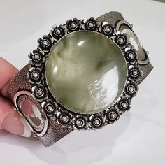 Gorgeous, Unique, Natural Prehnite Gemstone Handmade Ethnic Gift Cuff Jewelry Bracelet Adjustable-Gp5488 The Item You See Is The Exact Piece You Will Receive-(Notice-This Item Is Slightly Irregular As It Is Larger On The Band Left Side, See Photos, Price Reduction Already Added For Imperfection) 100% Brand New-Handmade-Natural Gemstone-925 Sterling Silver Stamped-Adjustable Cuff Bangle Bracelet See Photos For Shape/Curves/Notice Of Irregularity Of Left Side Band/Style/Colors/Design/Engraving/Siz Elegant Silver Cuff Bracelet With Gemstone Accents, Silver Metal Bracelet With Stone Setting, Silver Bangle With Natural Stones, Bohemian Silver Bracelets With Stone Setting, Silver Bohemian Cuff Bracelet With Natural Stones, Bohemian Silver Jewelry With Stone Setting, Silver Bohemian Bangle With Natural Stones, Bohemian Silver Bangle With Natural Stones, Bohemian Sterling Silver Gemstone Bracelet