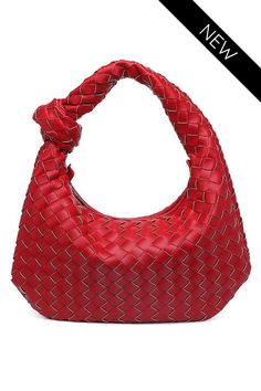 Modern Textured Knot Shoulder Bag Color: Red Trendy Red Shoulder Bag For Fall, Trendy Red Rectangular Hobo Bag, Red Top Handle Bag For Fall, Red Satchel Bag For Fall, Trendy Red Hobo Bag With Double Handle, Red Top Handle Shoulder Bag For Fall, Casual Evening Shoulder Bag With Braided Handles, Red Rectangular Bag For Spring, Red Rectangular Spring Bag