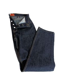 Upgrade your wardrobe with these vintage Mossimo Gene denim jeans. The high-rise, straight-fit design, button fly closure, and dark wash fabric make these jeans a perfect pick for any season. The offset stitch accents and solid pattern add to the classic appeal of the jeans. Crafted from 100% cotton, these jeans are machine washable and feature pockets for added convenience. The size 28 regular fit jeans with 30-inch inseam and waist size make them an ideal fit for women. These deadstock 90s jea Blue Jeans With Button Closure For Streetwear, Relaxed Fit Jeans With Button Closure For Streetwear, Denim Jeans With Snap Buttons, Button-up Denim Jeans For Streetwear, Classic High Rise Jeans With Button Closure, Casual Denim Blue Jeans With Snap Buttons, Classic High-rise Jeans With Button Closure, Retro Fall Jeans With Button Closure, Casual Snap Button Denim Blue Jeans