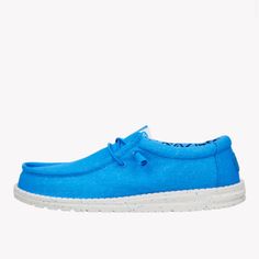 Aqua Blue New With Tags Blue Textured Slip-on Sneakers, Blue Sneakers With Textured Sole For Spring, Summer Blue Sneakers With Speckled Midsole, Blue Sneakers With Speckled Midsole For Summer, Casual Blue Textile Sneakers, Blue Textile Sneakers For Spring, Boho Blanket, Hey Dude Shoes, Hey Dudes