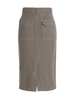 Denim midi skirt with maxi front pockets. Composition: 97% cotton 3% elastane Midi Denim Skirt, Barbour Steve Mcqueen, Midi Denim, Pleats Please Issey Miyake, Steve Mcqueen, Women Midi, Denim Midi Skirt, Gray Skirt, Jeans Jumpsuit