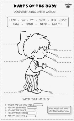 parts of the body worksheet for kids to learn and practice with their own hands