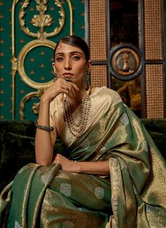 Shop Indian Clothing In UK - HATKAY Designer Party Wear Saree, Traditional Party Wear, Party Saree, Thread Tassels, Bridesmaid Saree, Latest Indian Saree, Salwar Dress, Tissue Saree, Kanjivaram Silk Saree