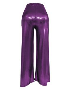 Purple Gilded Elastic Tie Waist Wide Leg Pants Fitted Purple Bottoms For Party Season, Glamorous Fitted Purple Bottoms, Glamorous Purple Bottoms For Night Out, High Waist Purple Bottoms For Night Out, Purple Wide-leg Pants For Party, Full Length Purple Pants, Stretch High Waist Wide Leg Pants For Party, Purple Full-length Bottoms For Night Out, Purple Stretch Bottoms For Fall