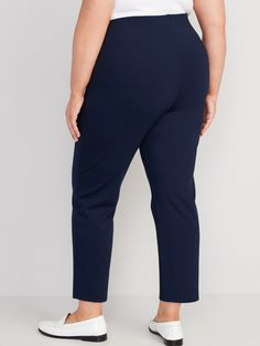 elastic pull-on waistband front pockets online exclusive extra high waist is 1" higher than standard high rise sits above belly button relaxed hip and thigh hits at ankle 27" regular inseam 25" petite inseam 31" tall inseam models are approx.  5'9" and wear sizes s (4), l (12), and xl (18)machine wash according to the care instruction label spandex 4% nylon 27% rayon 69% High Waist Bottoms With Comfort Waistband For Work, Solid Color Tapered Leg Bottoms With Comfort Waistband, Comfort Stretch Tapered Leg Pull-on Pants, Comfort Stretch Pull-on Tapered Leg Pants, Comfort Stretch Tapered Leg Pants With Pull-on Style, Comfort Stretch Pull-on Pants With Tapered Leg, Non-stretch Tapered Leg Pants With Elastic Waistband, Comfort Stretch Ankle-length Pull-on Bottoms, Comfort Stretch Pull-on Ankle-length Bottoms