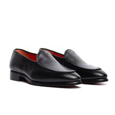 Comfortable Handmade Black All Leather Slip On Loafer Casual Or Dressy Look Leather Insole Low Top Non Slip Detail Timeless Black Slip-on Loafers, Luxury Black Loafers With Leather Lining, Black Leather Luxury Tassel Loafers, Luxury Black Leather Tassel Loafers, Luxury Loafers With Red Sole For Work, Classic Loafers With Red Sole For Business, Classic Business Loafers With Red Sole, Black Leather Tassel Loafers For Galas, Black Business Loafers With Rubber Sole