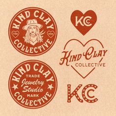 some kind of stickers that are on a piece of paper with the words k c