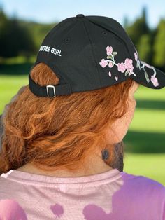 Get ready to blossom this spring with our Flower Hat! This cherry blossom ball cap will make you stand out on and off the course. Embrace the spring vibes with this playful and stylish hat. Two colors, black or white with pink cherry blossoms Adjustable with buckle closure Cotton fabric Outdoor Baseball Cap For Spring, Outdoor Spring Baseball Cap, Cute Outdoor Hats For Spring, Spring Outdoor Trucker Hat With Curved Brim, Cute Outdoor Spring Hats, Casual Black Trucker Hat For Spring, Cute Spring Trucker Hat With Curved Brim, Black Curved Bill Hat For Spring, Black Baseball Cap With Curved Visor For Spring