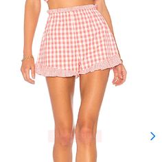 Lovers + Friends Gingham Coral Tyler Shorts. Gently Washed Once But Never Worn. Spring Vacation Gingham Bottoms, Summer Plaid Bottoms For Day Out, Spring Vacation Plaid Bottoms, Plaid Bottoms For Spring Vacation, Gingham Bottoms For Summer Picnic, Summer Gingham Bottoms For Picnic, Summer Gingham Shorts For Day Out, Plaid Beach Bottoms For Spring, Summer Plaid Bottoms For Picnic