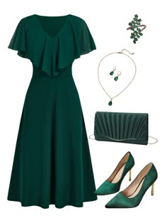 Verde Oscuro Casual,Elegante Collar sin mangas Tela tejida Liso A línea Embellished No-Elástico,Elástico Alto Elegant Dark Green Dress, Winter Dresses Modest, Mother Outfits Casual, Dark Green Dress Outfit, Dark Green Outfit Ideas, Dark Green Clothes, Green Dress Outfit Ideas, Green And Black Outfits, Dark Green Outfit