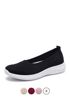 Breathable Flat Slip-ons, Breathable Synthetic Flat Slip-ons, Casual Breathable Closed Toe Slip-ons, Comfortable Mesh Slip-on Walking Shoes, Breathable Flat Heel Walking Shoes, Spring Flat Slip-on Sneakers With Arch Support, Breathable Walking Shoes With Flat Heel, Flat Slip-on Walking Shoes With Textured Sole, Non-slip Casual Flats