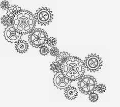 a drawing of gears on a white background